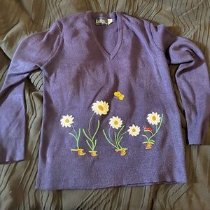 Floral Cottage Core Vintage Spring Sweater Medium